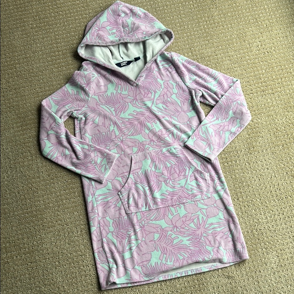 Lands' End Pastel Mint and Pink Hooded Coverup 10/12